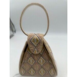 David Jeffery Beaded Pyramid Bag Geometric Diamond Pattern Top Handle NWT